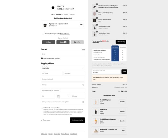 Hotel Collection checkout page showing Hotel Collection discount code box | Screenshot taken by SimplyCodes community member on Aug 30, 2025