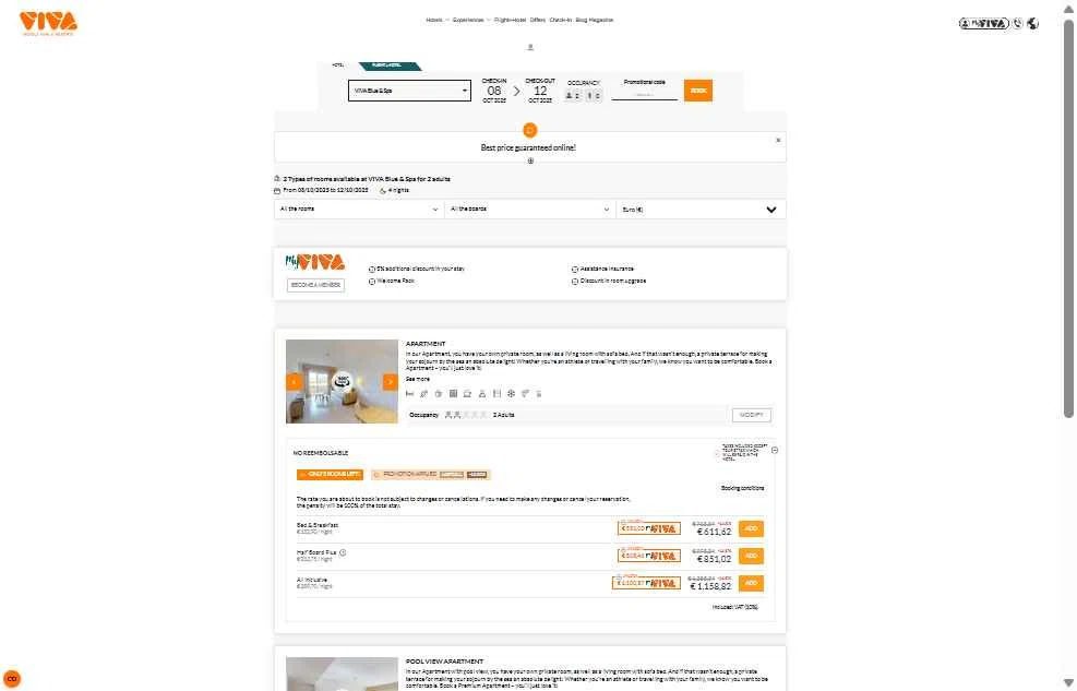 Hotels Viva checkout page showing Hotels Viva discount code box | Screenshot taken by SimplyCodes community member on Oct 8, 2025