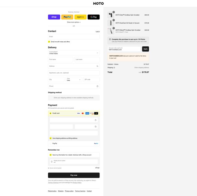 Hoto checkout page showing Hoto discount code box | Screenshot taken by SimplyCodes community member on Sep 6, 2025