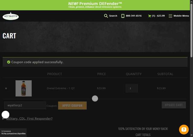 Hot Shot's Secret checkout page showing Hot Shot's Secret discount code box | Screenshot taken by SimplyCodes community member on Sep 7, 2025
