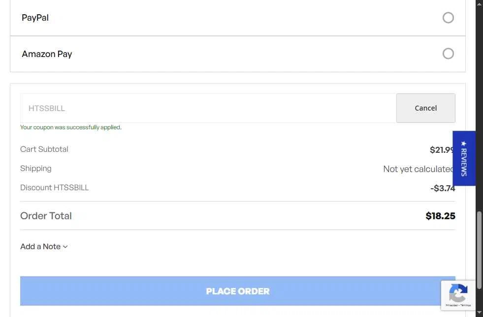 Hot Tub Spa Supplies checkout page showing Hot Tub Spa Supplies discount code box | Screenshot taken by SimplyCodes community member on Nov 24, 2025