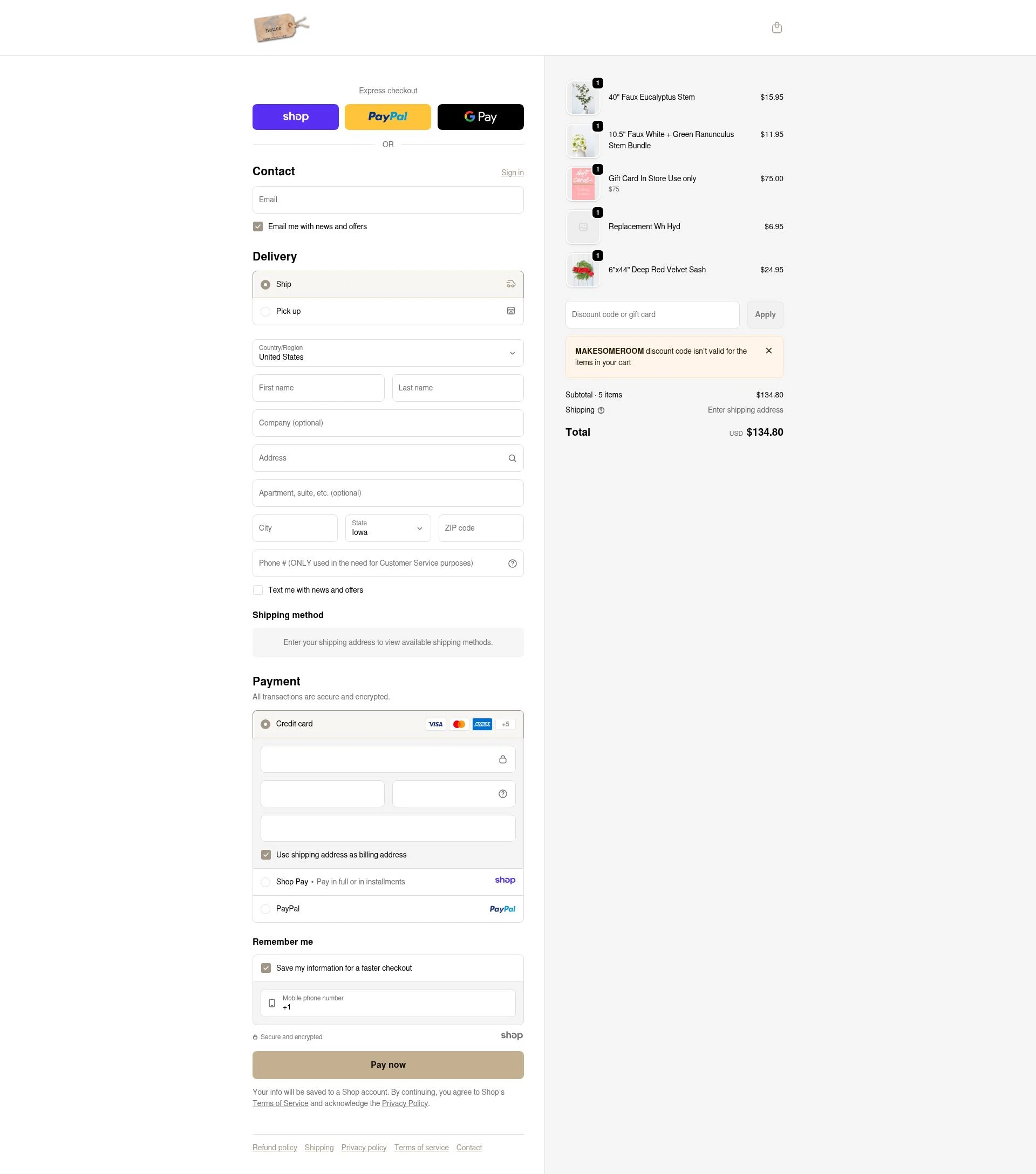 House by JSD Online checkout page showing House by JSD Online promo code box | Screenshot taken by SimplyCodes community member on Dec 31, 2025