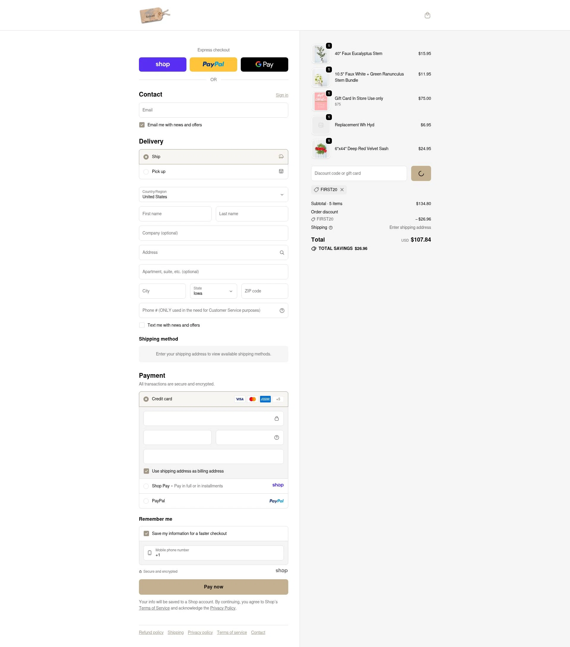 House by JSD Online checkout page showing House by JSD Online promo code box | Screenshot taken by SimplyCodes community member on Dec 31, 2025