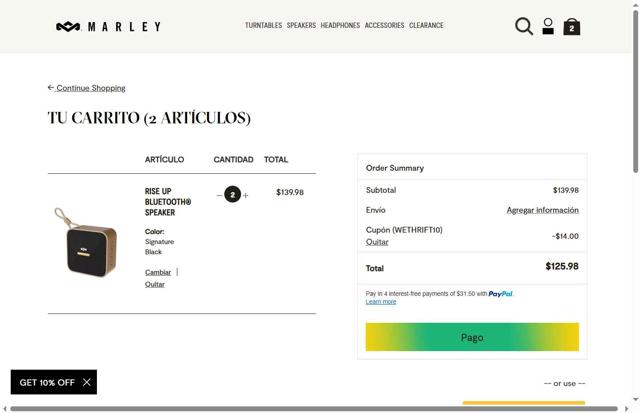 House of Marley checkout page showing House of Marley coupon code box | Screenshot taken by SimplyCodes community member on Aug 22, 2025