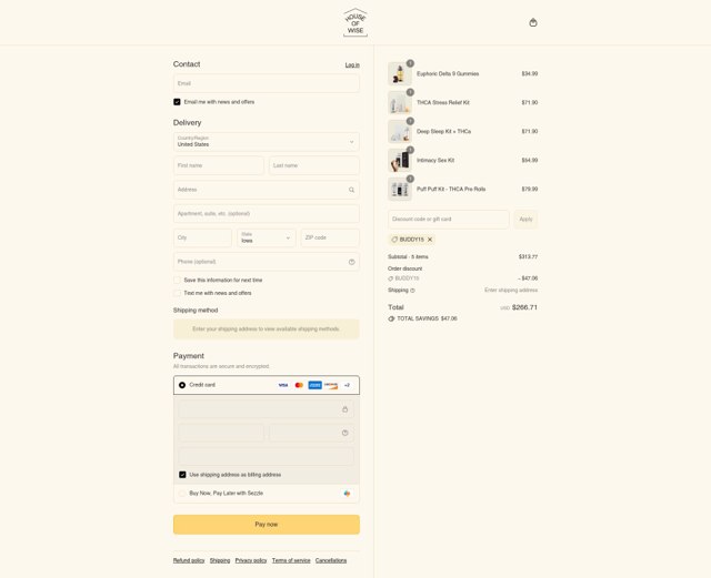 House of Wise checkout page showing House of Wise discount code box | Screenshot taken by SimplyCodes community member on Sep 6, 2025