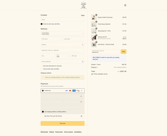 House of Wise checkout page showing House of Wise discount code box | Screenshot taken by SimplyCodes community member on Sep 6, 2025