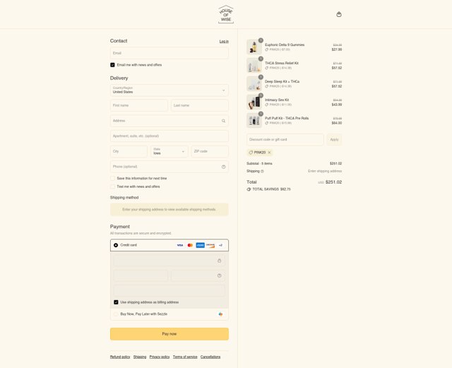 House of Wise checkout page showing House of Wise discount code box | Screenshot taken by SimplyCodes community member on Sep 6, 2025
