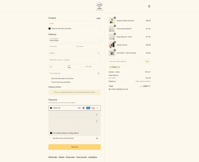 House of Wise checkout page showing House of Wise discount code box | Screenshot taken by SimplyCodes community member on Sep 6, 2025