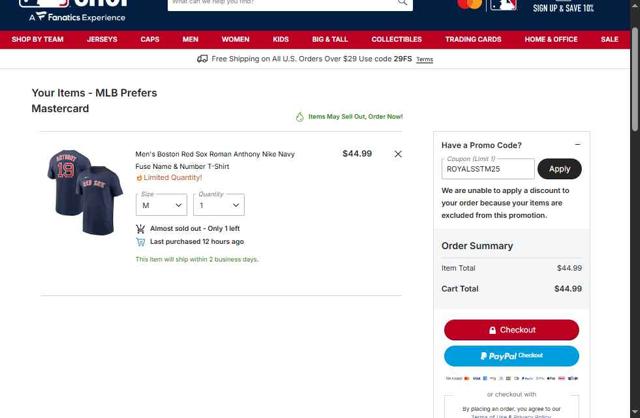 Houston Astros checkout page showing Houston Astros promo code box | Screenshot taken by SimplyCodes community member on Sep 5, 2025