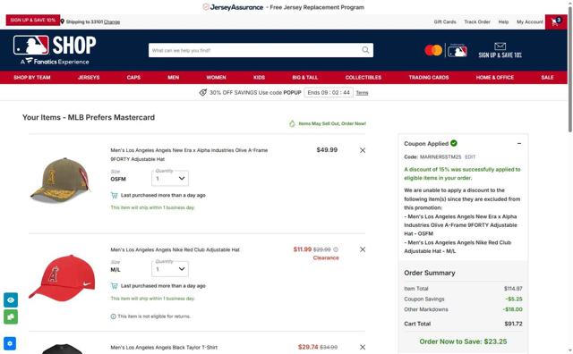 Houston Astros checkout page showing Houston Astros promo code box | Screenshot taken by SimplyCodes community member on Oct 3, 2025