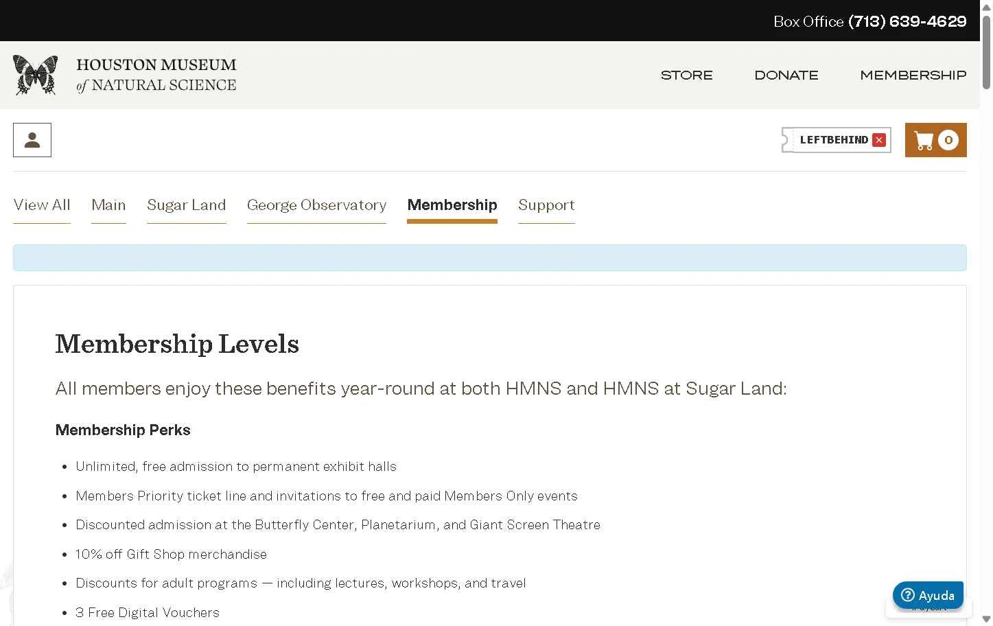 Houston Museum of Natural Science checkout page showing Houston Museum of Natural Science coupon code box | Screenshot taken by SimplyCodes community member on Dec 30, 2025