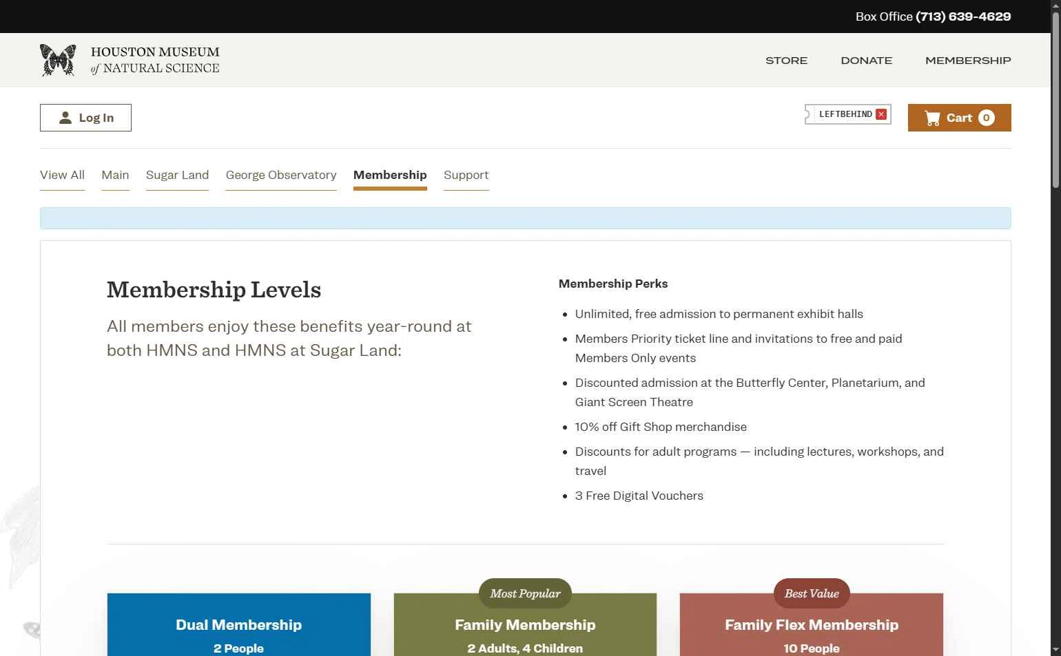 Houston Museum of Natural Science checkout page showing Houston Museum of Natural Science coupon code box | Screenshot taken by SimplyCodes community member on Jan 7, 2026