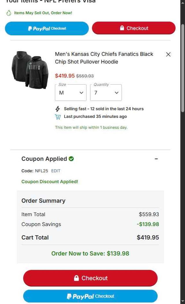 Houston Texans checkout page showing Houston Texans promo code box | Screenshot taken by SimplyCodes community member on Sep 5, 2025