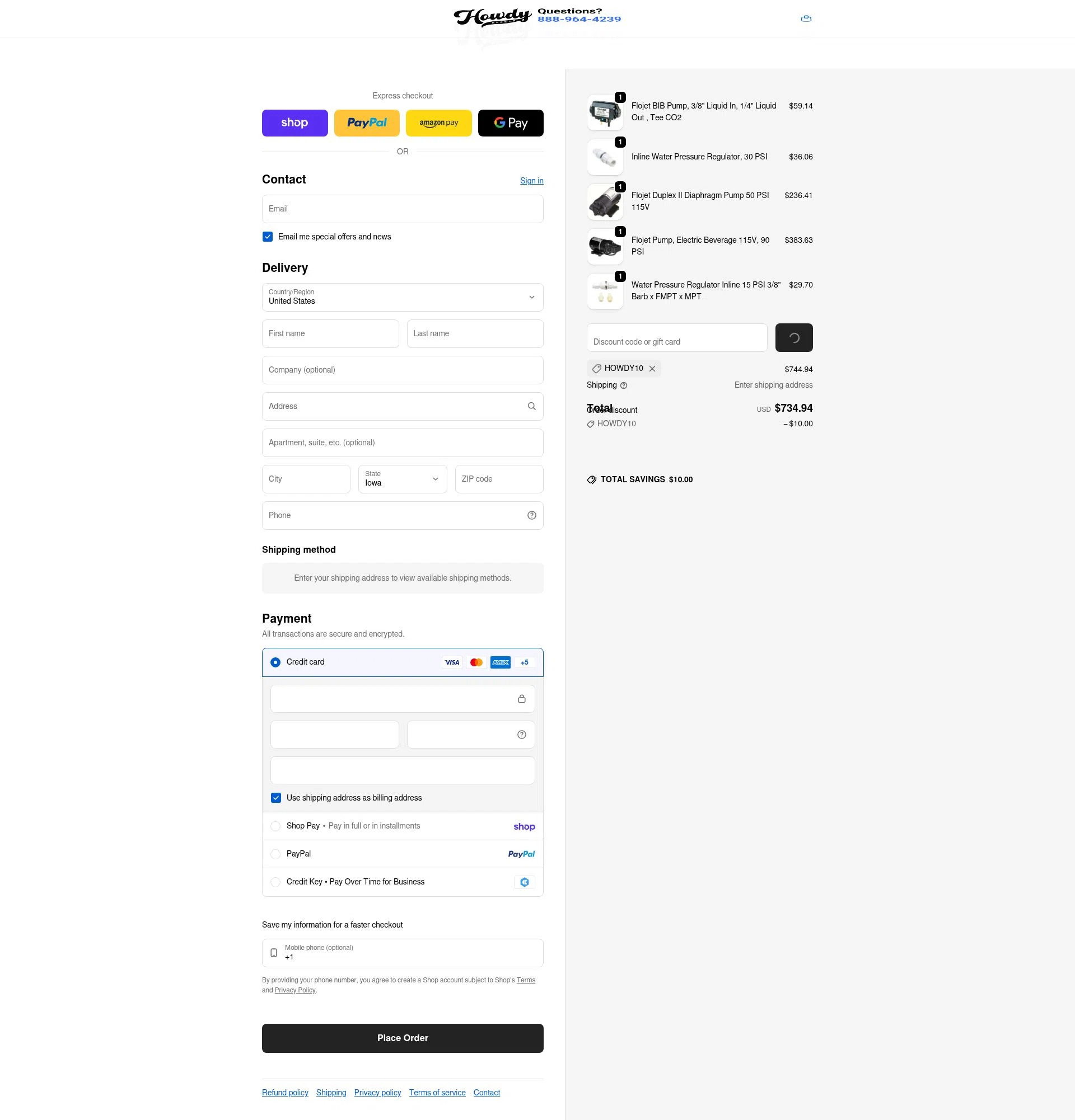 HowdyBrewer checkout page showing HowdyBrewer promo code box | Screenshot taken by SimplyCodes community member on Jan 31, 2026