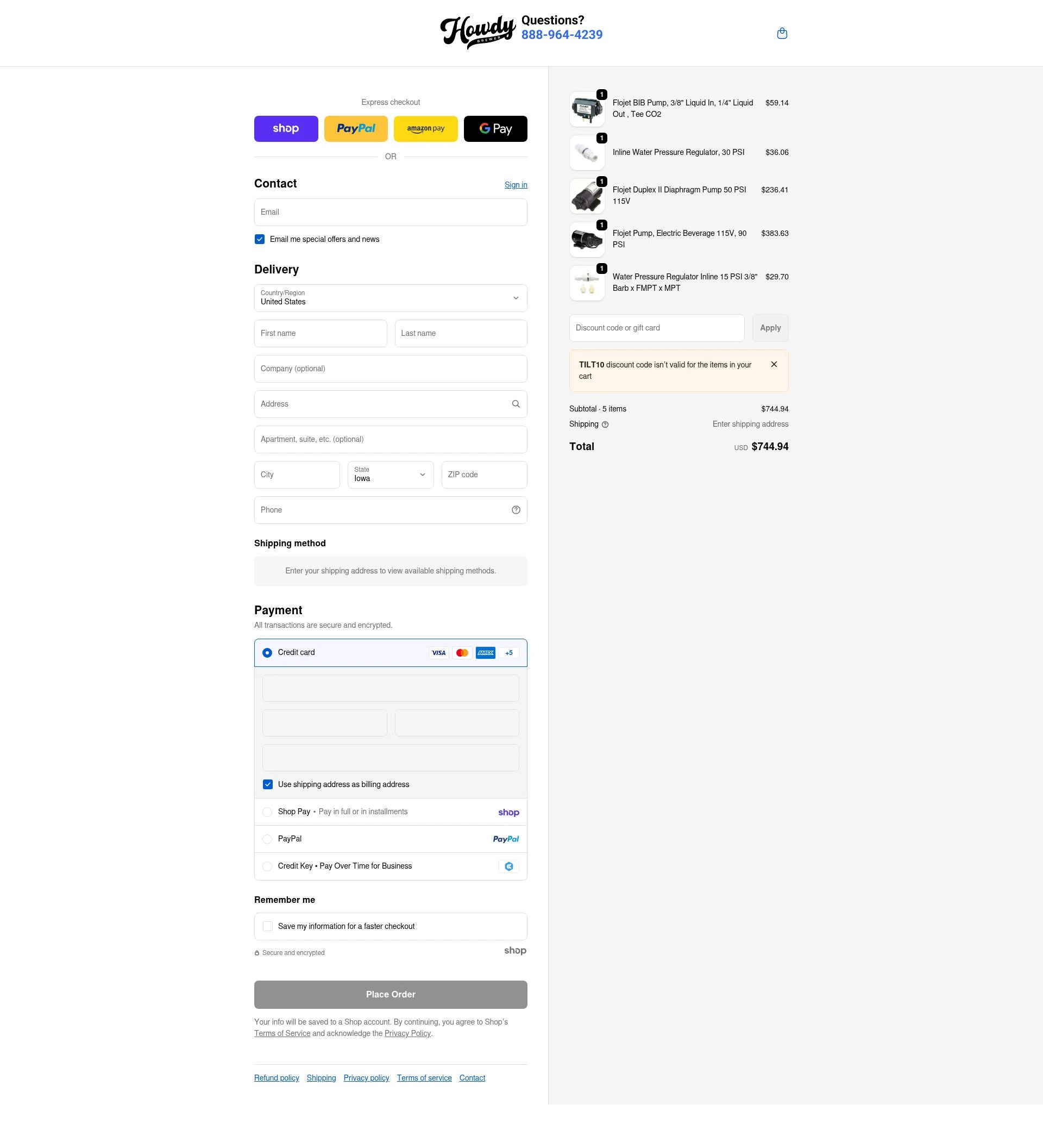 HowdyBrewer checkout page showing HowdyBrewer promo code box | Screenshot taken by SimplyCodes community member on Jan 27, 2026