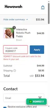 XQWKE17 coupon verification screenshot