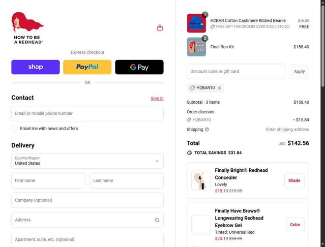 How To Be A Redhead checkout page showing How To Be A Redhead promo code box | Screenshot taken by SimplyCodes community member on Sep 14, 2025