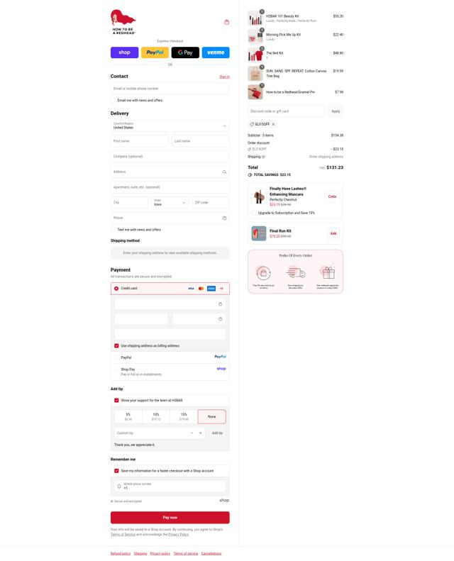 How To Be A Redhead checkout page showing How To Be A Redhead promo code box | Screenshot taken by SimplyCodes community member on Sep 14, 2025