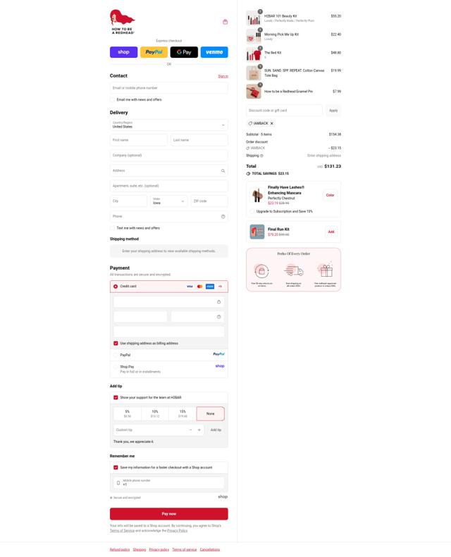 How To Be A Redhead checkout page showing How To Be A Redhead promo code box | Screenshot taken by SimplyCodes community member on Sep 14, 2025