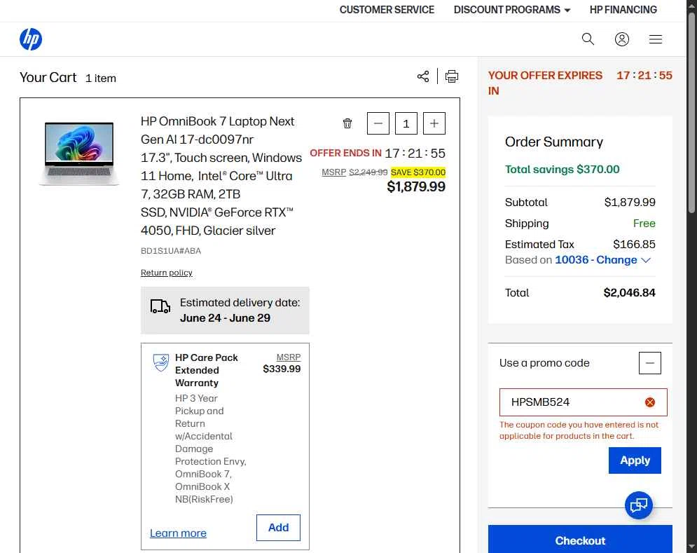 Verification screenshot for 5% Off Business Pcs at HP - 4d ago