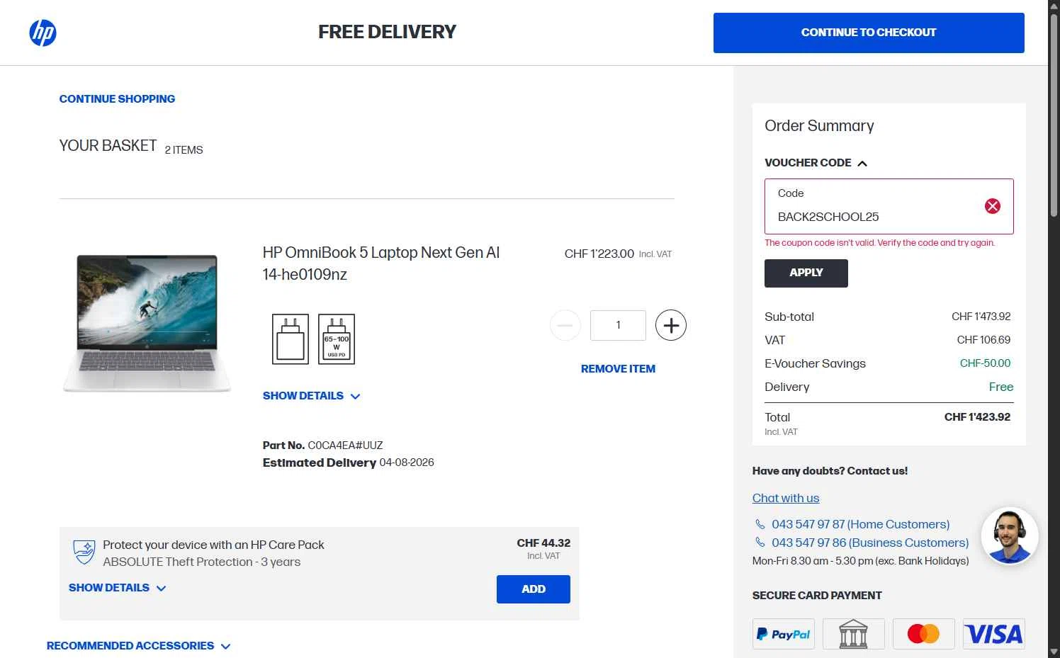 Verification screenshot for 25% Off Hyperx Alloy Origins Mechanical Gaming Keyboard Hx Red Us Layout at HP - 4d ago