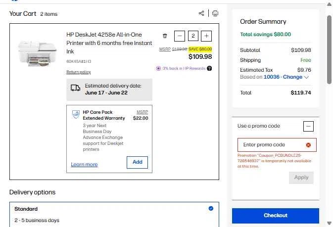 Verification screenshot for 25% Off Elect Pcs When You Bundle With Select Accessories at HP - 31d ago