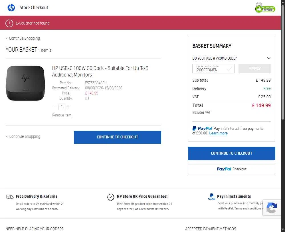 Verification screenshot for 20% Off Men by Hp 238 Inch Fhd 165hz Gaming Monitor Omen 24 at HP — 3d ago