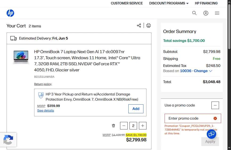 Verification screenshot for 25% Off Select Pcs (members Only) at HP - 43d ago
