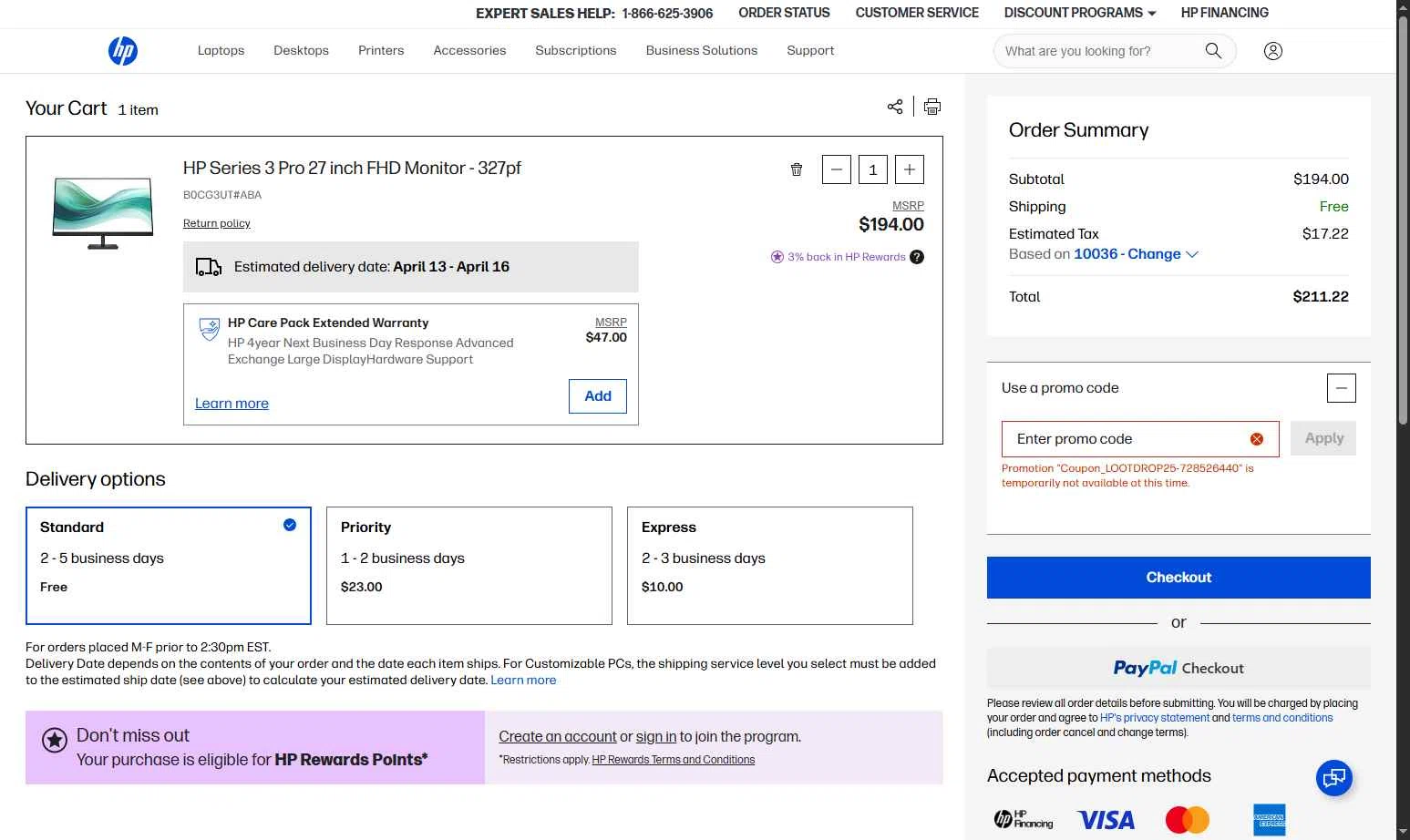 Verification screenshot for 25% Off Eligible Gaming Pcs and Accessories at HP — 56d ago