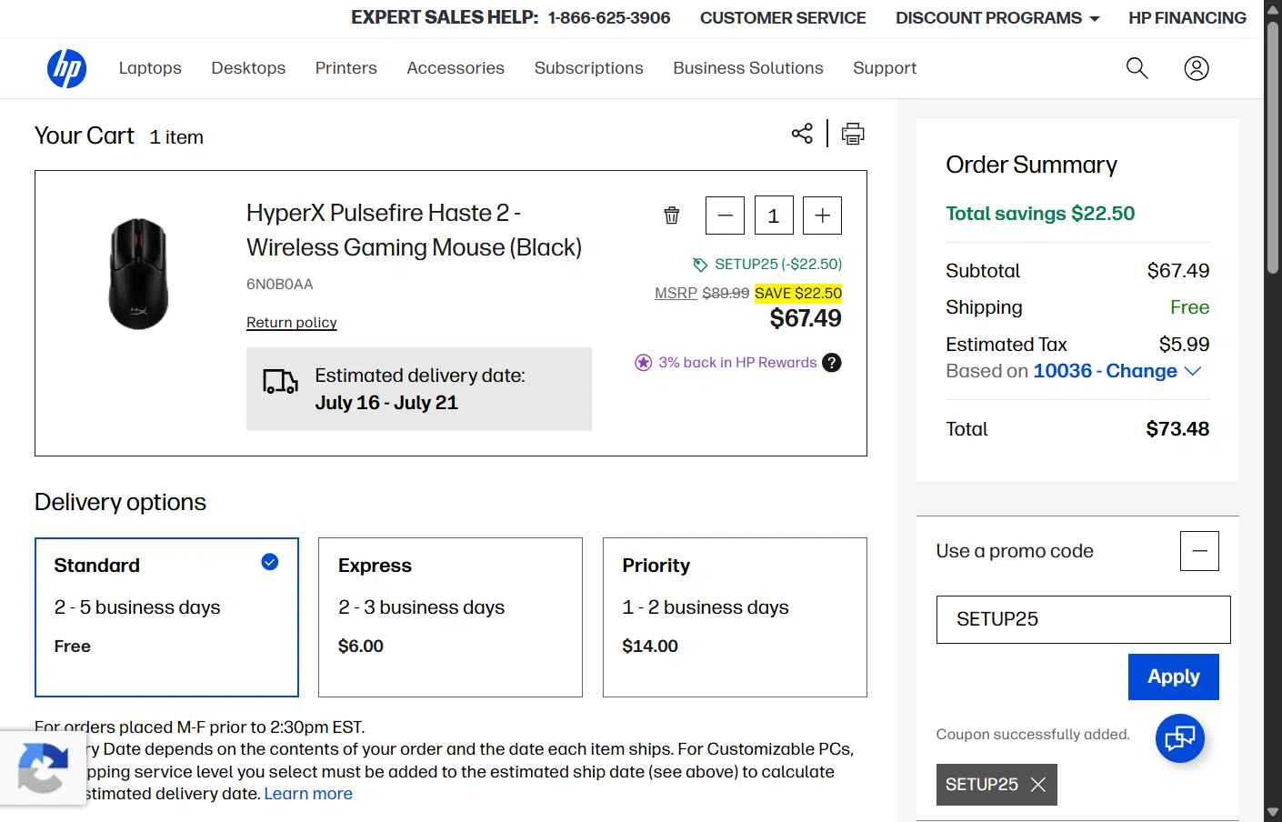 Verification screenshot for 25% Off Gaming Accessories and Monitors at HP - 1d ago