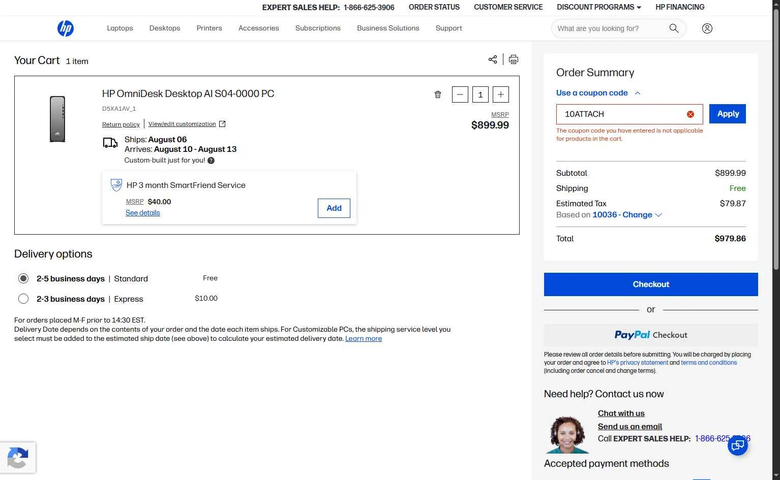 Verification screenshot for 10% Off Select Monitors at HP - 8d ago