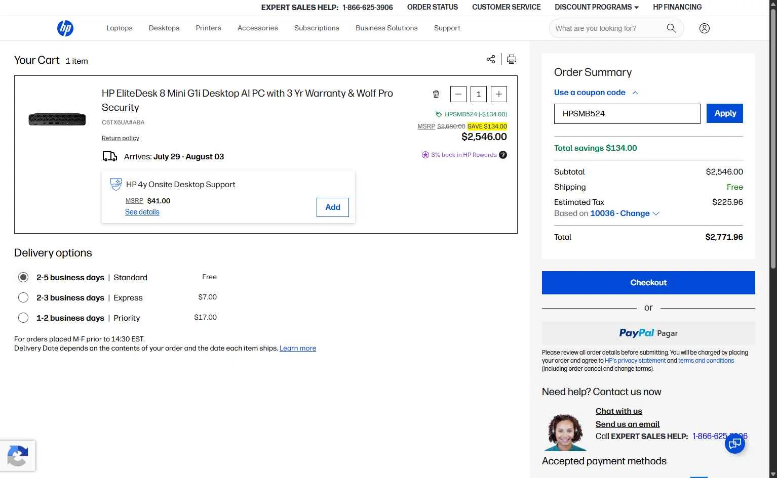 Verification screenshot for 5% Off Business Pcs at HP - 10d ago