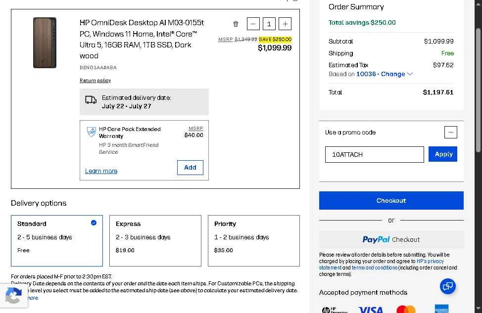 Verification screenshot for 10% Off Select Monitors at HP - 14d ago