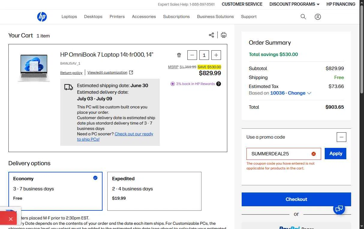 Verification screenshot for 25% Off Select Pcs and Select Accessories (members Only) at HP - 10d ago