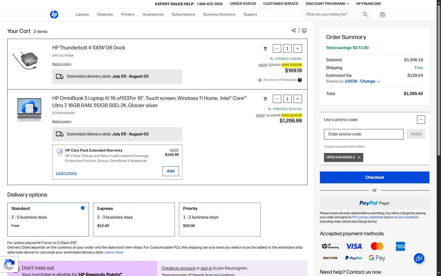 Verification screenshot for 10% Off Purchase of Select Hp Products at HP - 9d ago