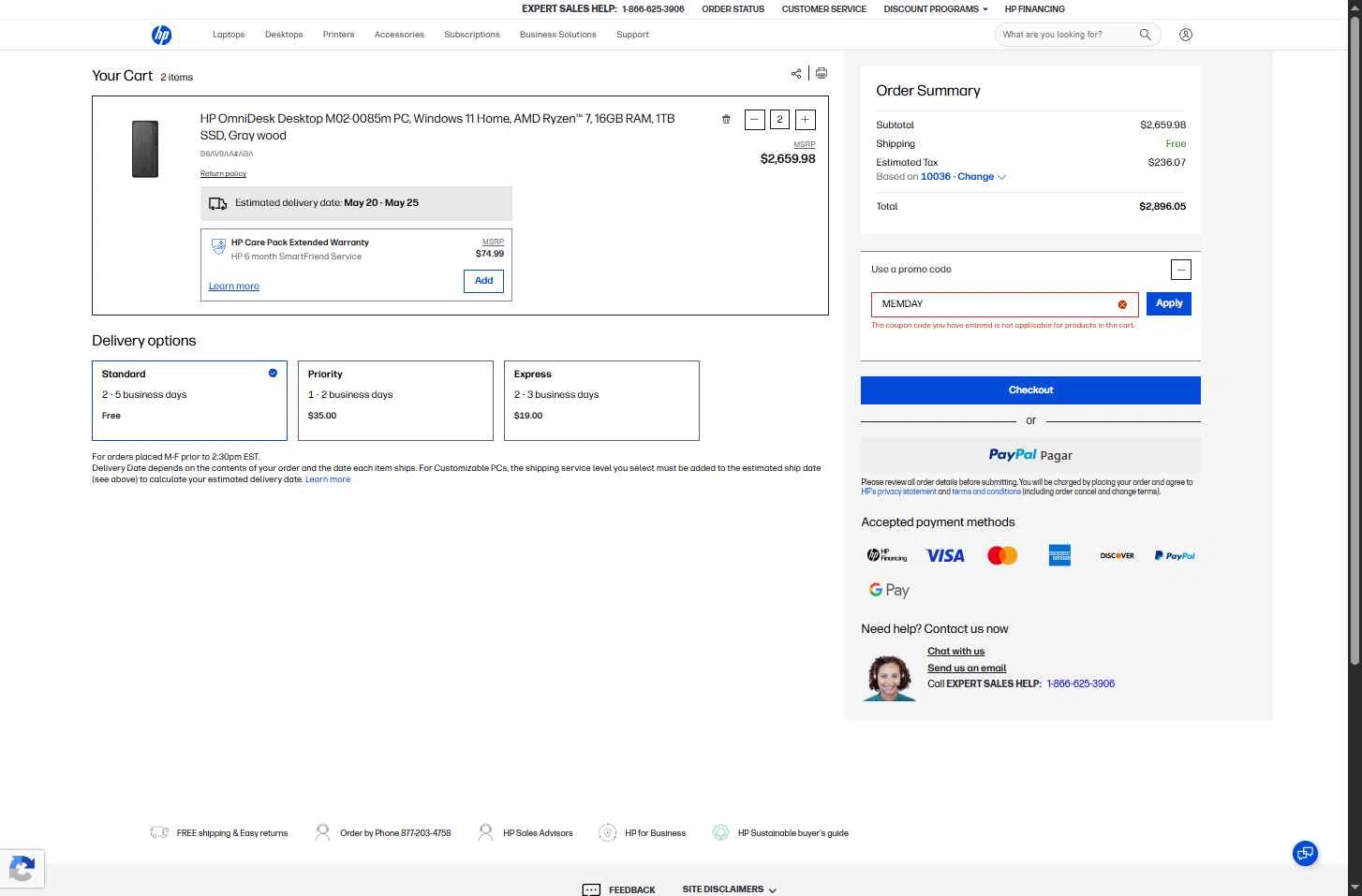 Verification screenshot for $65 Off Select Bpc Commercial Notebooks and Desktops at HP — 17d ago