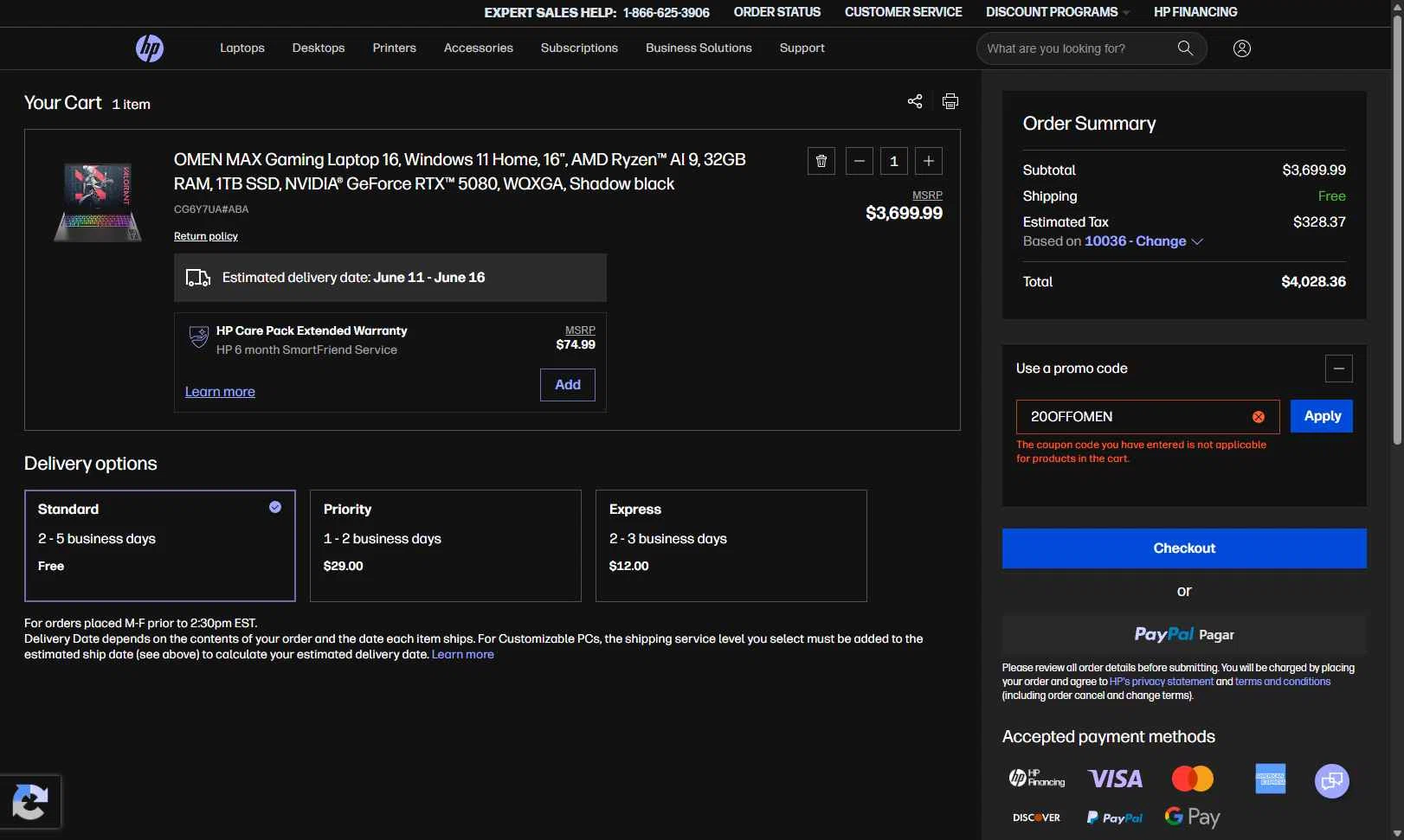 Verification screenshot for 20% Off Men by Hp 238 Inch Fhd 165hz Gaming Monitor Omen 24 at HP - 16d ago