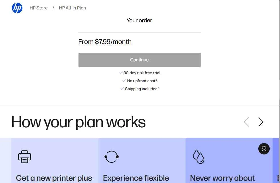 HP All-In Plan checkout page showing HP All-In Plan promo code box | Screenshot taken by SimplyCodes community member on Jan 4, 2026
