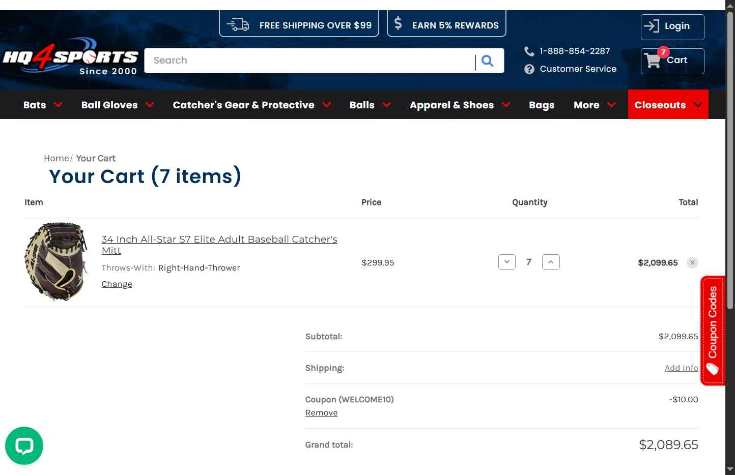 HQ4Sports.com checkout page showing HQ4Sports.com coupon code box | Screenshot taken by SimplyCodes community member on Jan 13, 2026