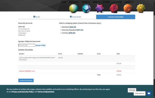 HRCP checkout page showing HRCP discount code box | Screenshot taken by SimplyCodes community member on Sep 2, 2025