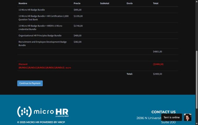HRCP checkout page showing HRCP discount code box | Screenshot taken by SimplyCodes community member on Aug 28, 2025
