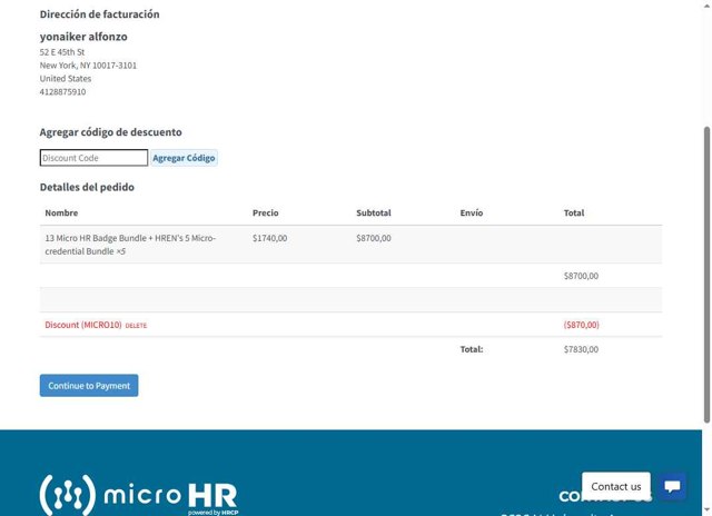 HRCP checkout page showing HRCP discount code box | Screenshot taken by SimplyCodes community member on Aug 11, 2025