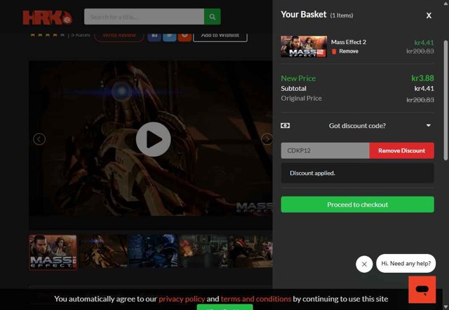 HRK checkout page showing HRK promo code box | Screenshot taken by SimplyCodes community member on Sep 2, 2025