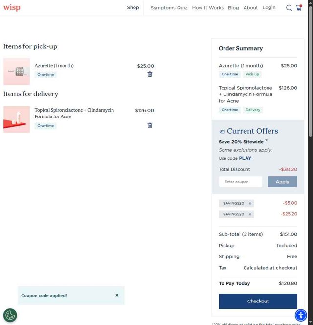 HSAstore.com checkout page showing HSAstore.com promo code box | Screenshot taken by SimplyCodes community member on Aug 23, 2025