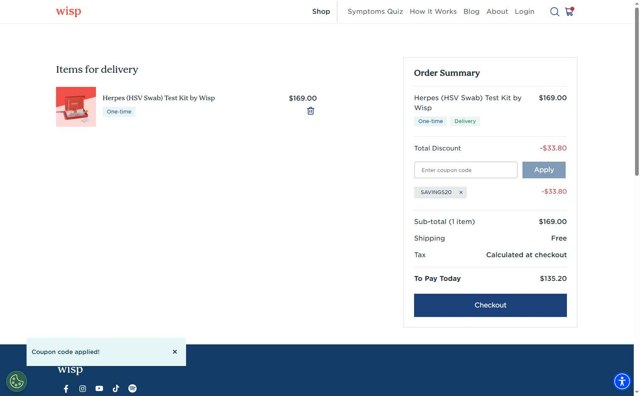 HSAstore.com checkout page showing HSAstore.com promo code box | Screenshot taken by SimplyCodes community member on Jul 22, 2025