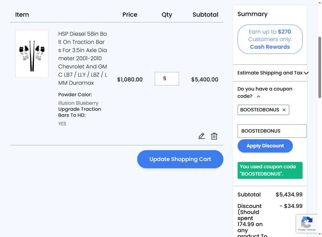 HSP Diesel checkout page showing HSP Diesel discount code box | Screenshot taken by SimplyCodes community member on Nov 7, 2025