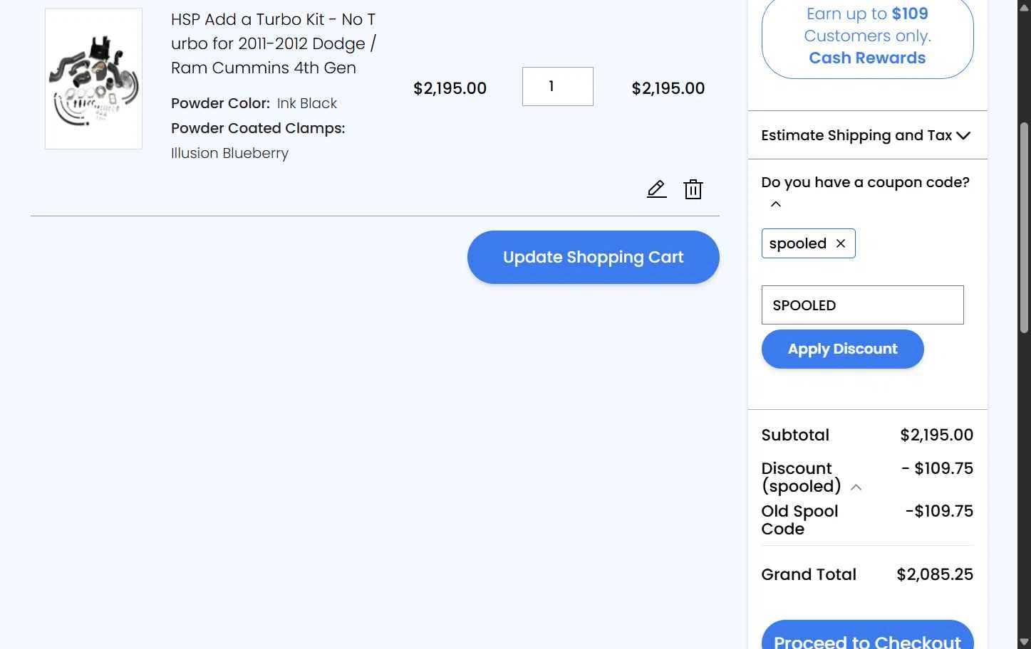 HSP Diesel checkout page showing HSP Diesel discount code box | Screenshot taken by SimplyCodes community member on Oct 5, 2025