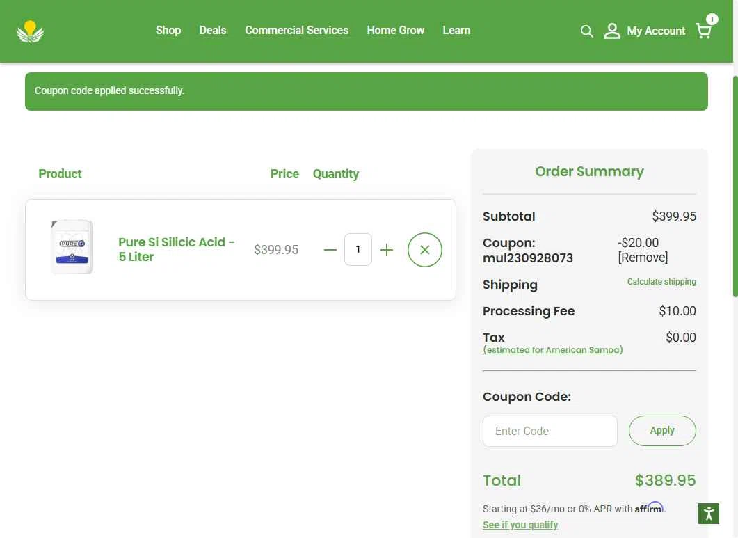 HTG Supply checkout page showing HTG Supply coupon code box | Screenshot taken by SimplyCodes community member on Oct 6, 2025