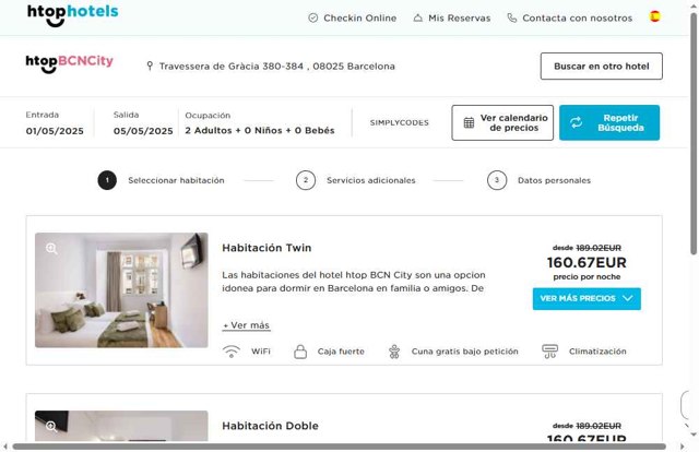 HTop Hotels checkout page showing HTop Hotels promo code box | Screenshot taken by SimplyCodes community member on Apr 29, 2025