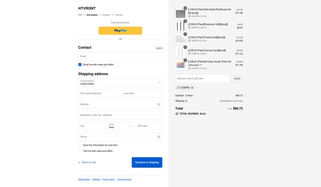 HTV Ront checkout page showing HTV Ront promo code box | Screenshot taken by SimplyCodes community member on Sep 8, 2025